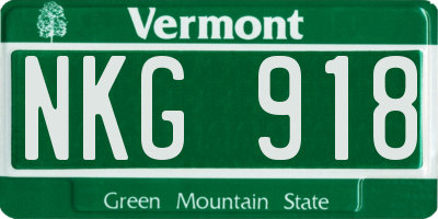 VT license plate NKG918