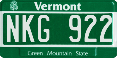 VT license plate NKG922