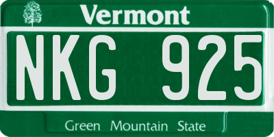 VT license plate NKG925