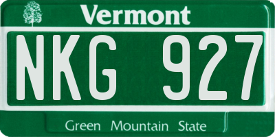 VT license plate NKG927