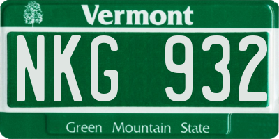 VT license plate NKG932