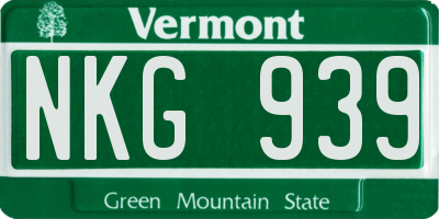 VT license plate NKG939