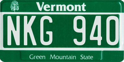 VT license plate NKG940
