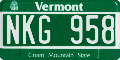 VT license plate NKG958