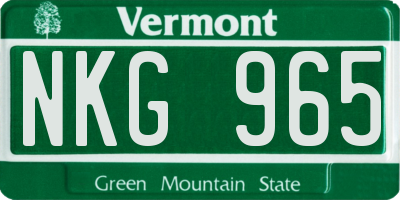 VT license plate NKG965