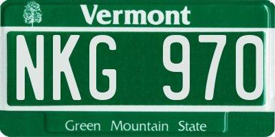 VT license plate NKG970