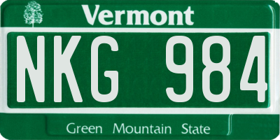 VT license plate NKG984