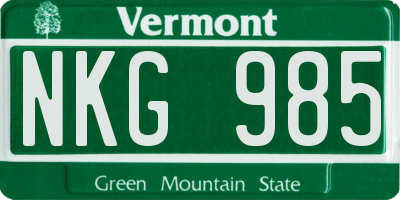 VT license plate NKG985