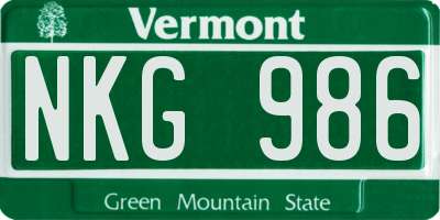 VT license plate NKG986