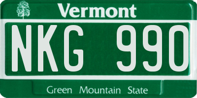 VT license plate NKG990