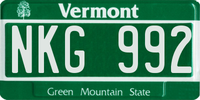 VT license plate NKG992