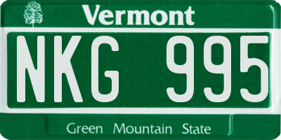 VT license plate NKG995