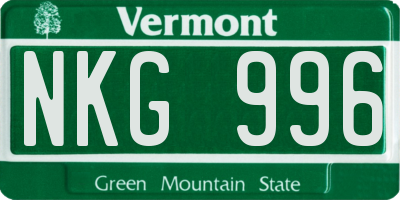 VT license plate NKG996