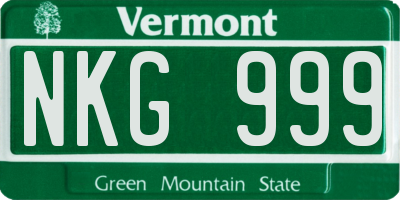 VT license plate NKG999