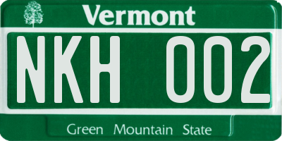 VT license plate NKH002