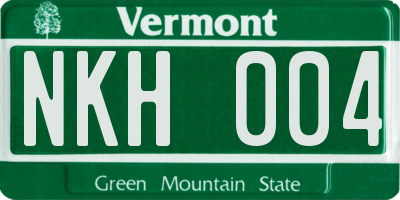 VT license plate NKH004