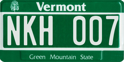 VT license plate NKH007
