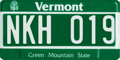 VT license plate NKH019