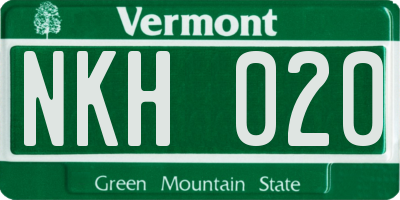 VT license plate NKH020