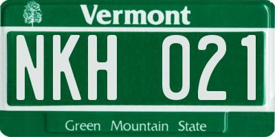 VT license plate NKH021
