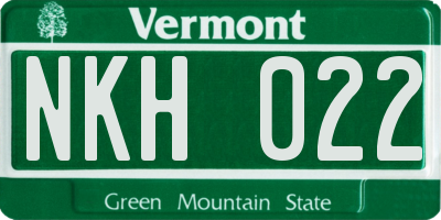 VT license plate NKH022