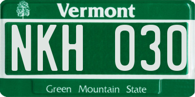 VT license plate NKH030