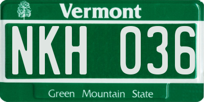 VT license plate NKH036