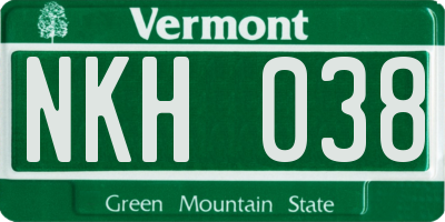 VT license plate NKH038