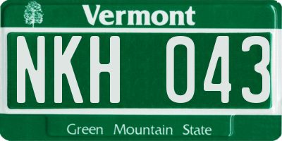 VT license plate NKH043