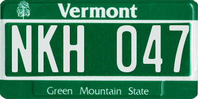 VT license plate NKH047