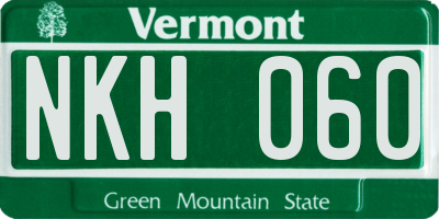 VT license plate NKH060