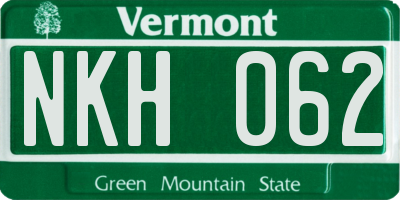VT license plate NKH062