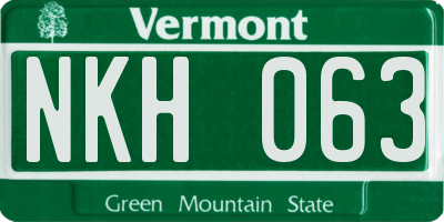 VT license plate NKH063