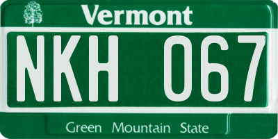 VT license plate NKH067