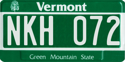VT license plate NKH072