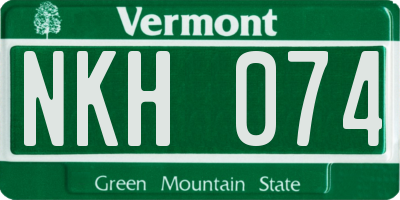 VT license plate NKH074
