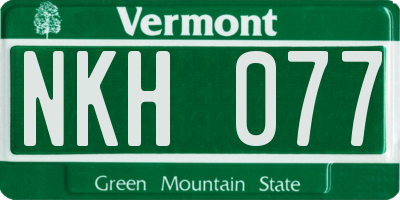 VT license plate NKH077