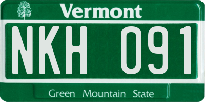 VT license plate NKH091