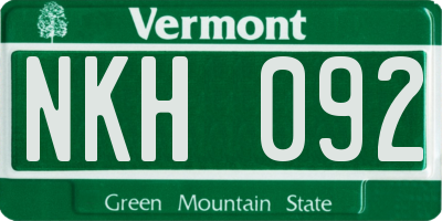 VT license plate NKH092