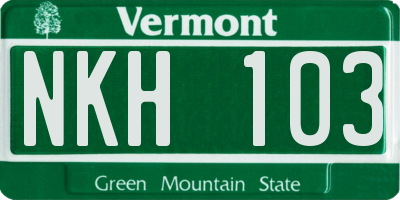 VT license plate NKH103