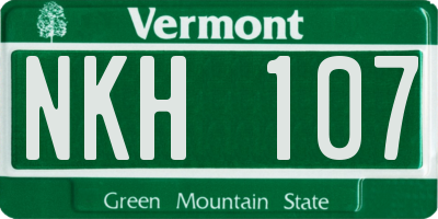VT license plate NKH107