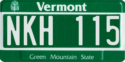 VT license plate NKH115