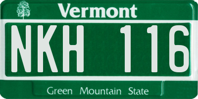 VT license plate NKH116