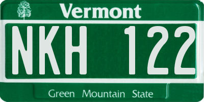 VT license plate NKH122