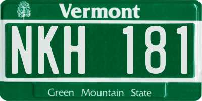 VT license plate NKH181