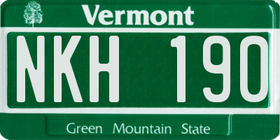 VT license plate NKH190