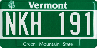 VT license plate NKH191