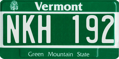 VT license plate NKH192