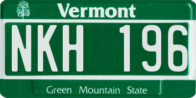 VT license plate NKH196