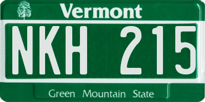 VT license plate NKH215